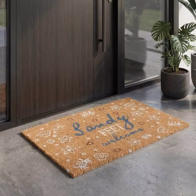 Something Different Wholesale Nautical Sandy Feet Coir Doormat, Multicolour, W: 75 cm, D: 45 cm, H: 2 cm – 3