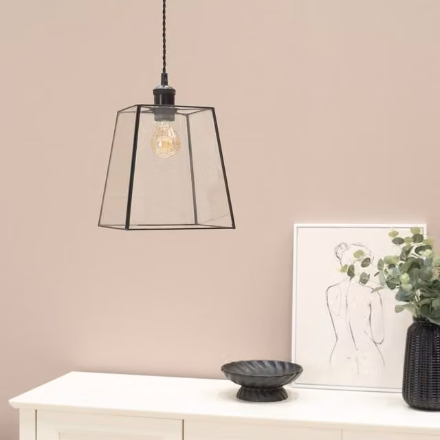 ValueLights Pair of Susie Industrial Glass Lantern Light Shades in Black