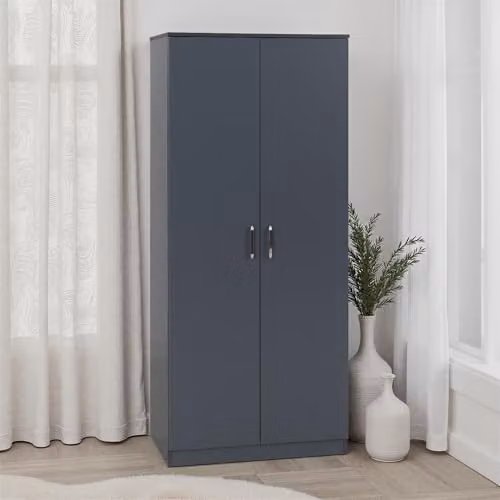 Seconique Dakota 2 Door Wardrobe in Grey, H 175 cm x W 75 cm x D 48 cm – 2