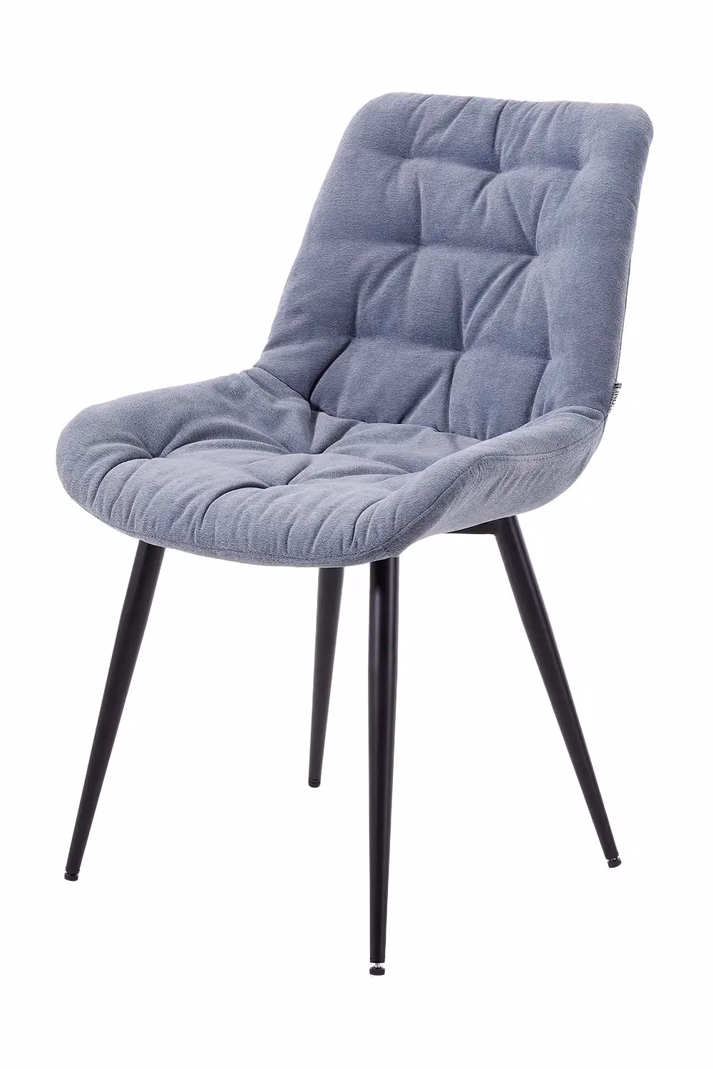 Living and Home Set of 2 Grey Teddy Fleece Upholstered Dining Chairs with Black Metal Legs – 3