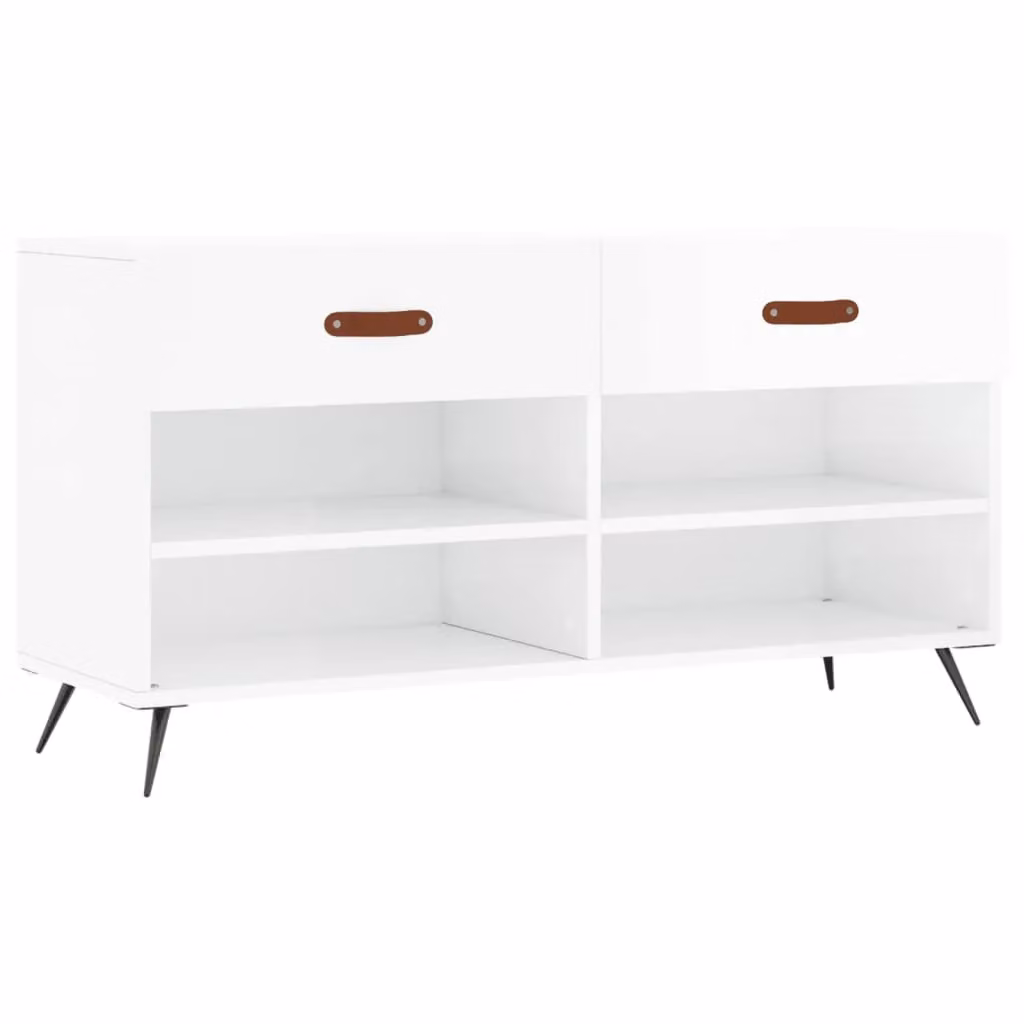 Berkfield Home High Gloss White Shoe Bench W/D/H: 102 x 35 x 55 cm – 2