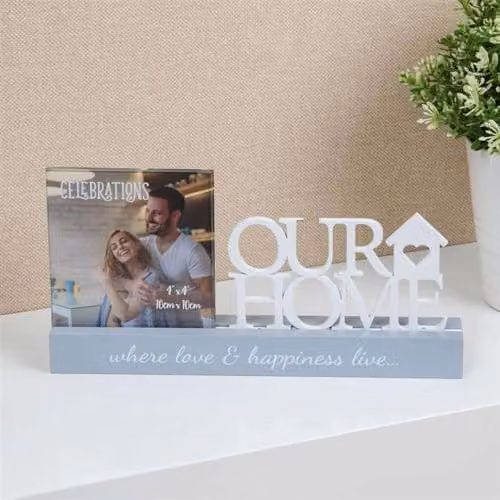 Widdop Celebrations Our Home Single Photo Frame in Grey and White, 10 x 10 cm – 1