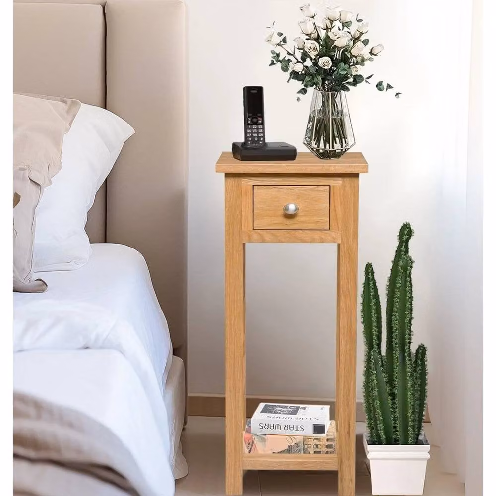 FORGEVIO Small Solid Wood Console Table in Light Oak – 2