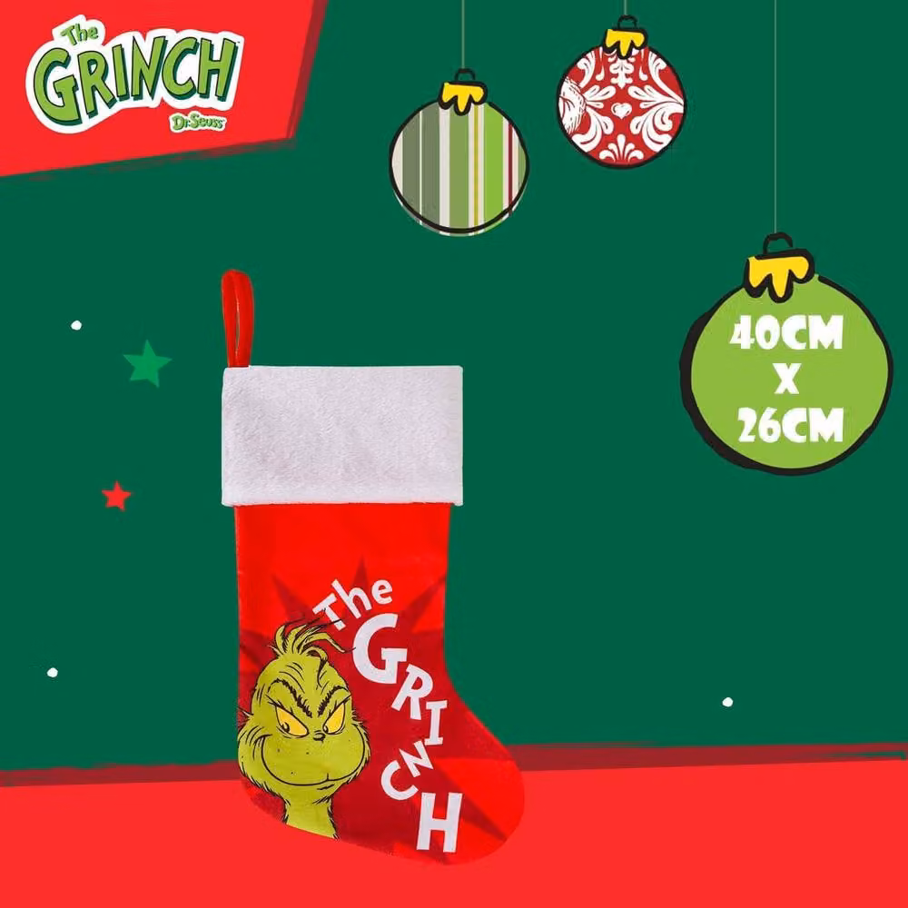 VFM e-Store Grinch Christmas Stocking in Red and White, H 40 cm x W 26 cm x D 26 cm – 2
