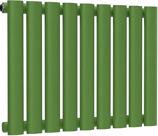 Lux Heat Oval Horizontal Wall Mounted Steel Radiator, Green, W: 54 cm, H: 40 cm