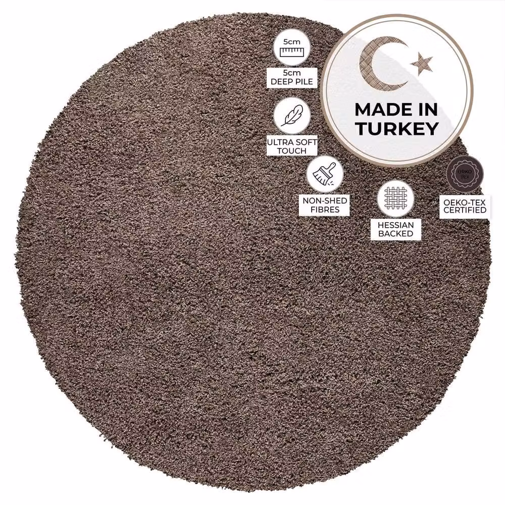 Bravich LTD Shaggy Round Area Rug in Beige, Diameter: 150 cm – 4
