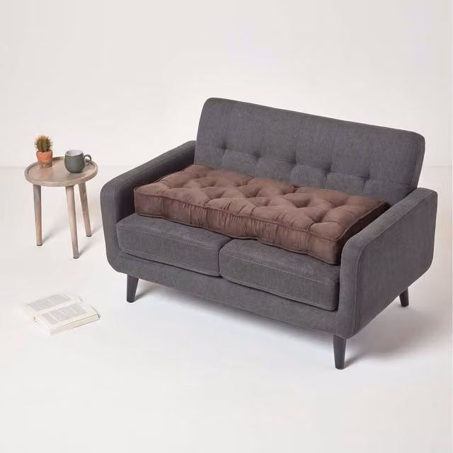 Homescapes Brown Faux Suede 2 Seater Booster Seat Cushion