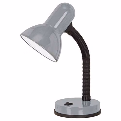 Loops Table Lamp in Silver with Adjustable Shade and E27 Bulb Holder