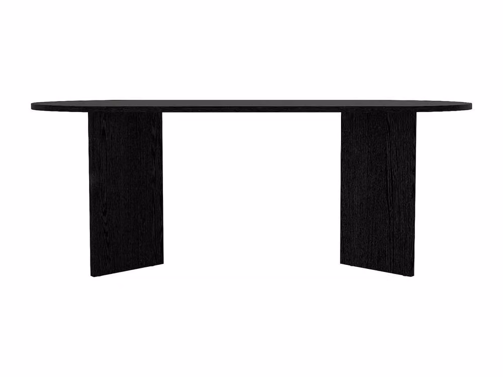 Vente-unique TOPANIA Black Rectangular 8-Seater Dining Table with Central Column, W/D/H: 220 x 90 x 74.7 cm – 2
