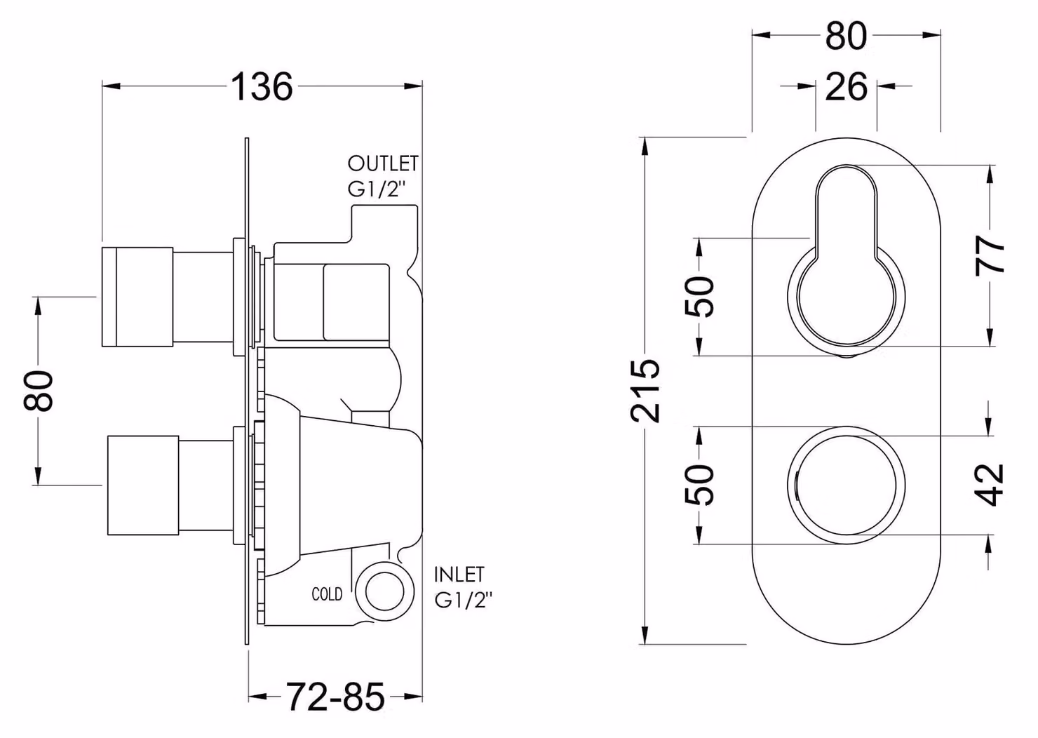 Balterley Pride Concealed Round Twin Thermostatic Shower Valve, Matt Black, Diameter: 215 mm – 2
