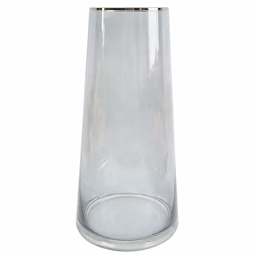 Leaf Design Glass Tabletop Vase in Gold and Smoke Grey, Height: 28 cm