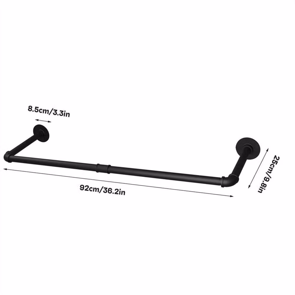 KORVIXA Industrial Metal Pipe Clothes Rail in Matt Black – 2