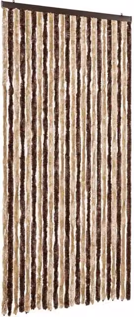 Berkfield Home Chenille Fly Curtain in Beige and Brown, W: 100 cm, H: 200 cm – 1