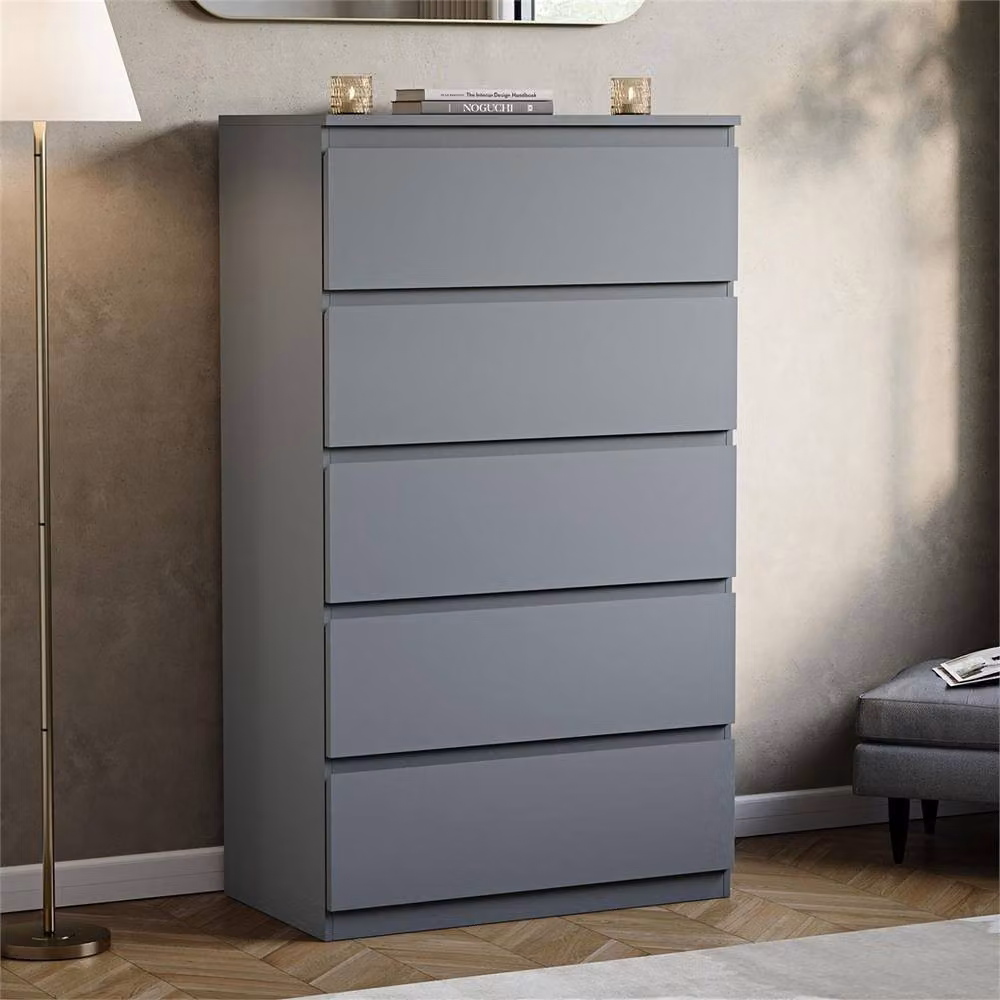 NESTLUNE Grey 5 Drawer Chest of Drawers Storage Cabinet – 2