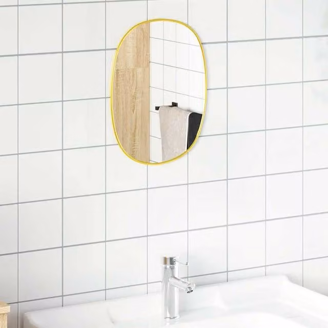 Berkfield Home Gold Rectangular Wall Mirror W: 40 cm, H: 30 cm