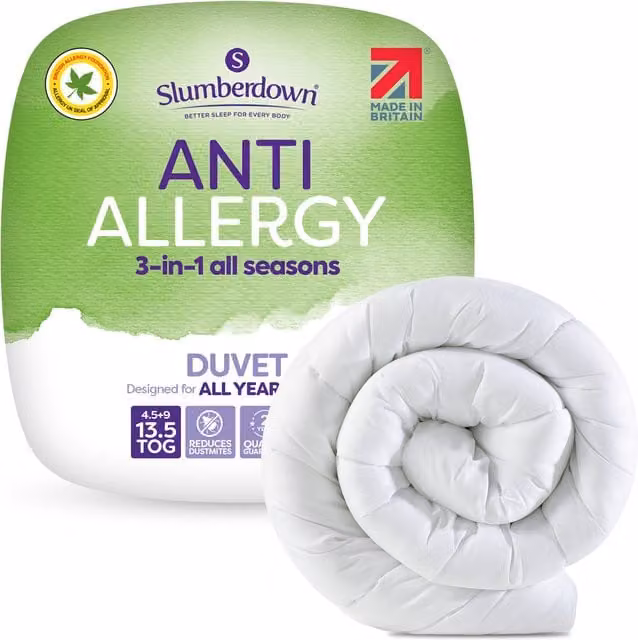 Slumberdown Anti Allergy 13.5 Tog All Seasons Double Duvet, White