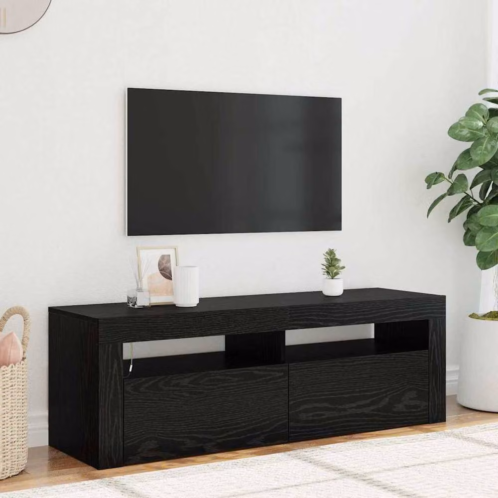 Berkfield Home Modern TV Cabinet with LED in Black Oak, W/D/H: 120 x 35 x 40 cm – 2