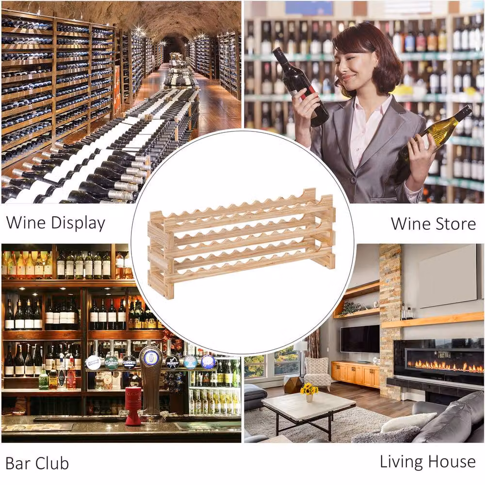 STILVORA 3 Tier Stackable Wine Rack for 36 Bottles in Natural Wood – 5