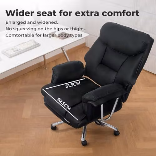 Levede Executive Office Chair in Black with Footrest, Ergonomic PU Leather Recliner and 360 Degree Swivel – 6