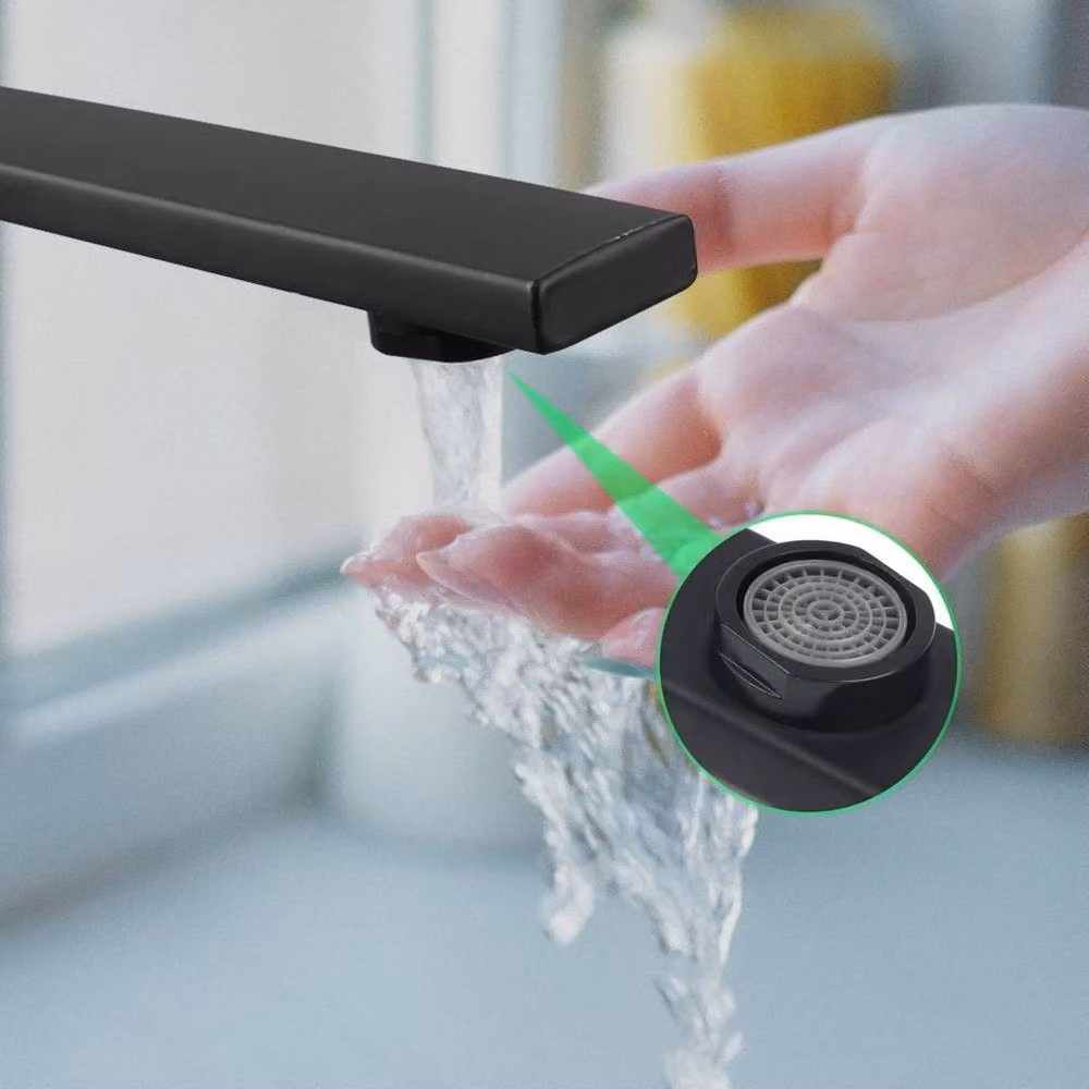 KORVIXA Matt Black Single Lever Kitchen Mixer Tap with Swivel Spout – 3