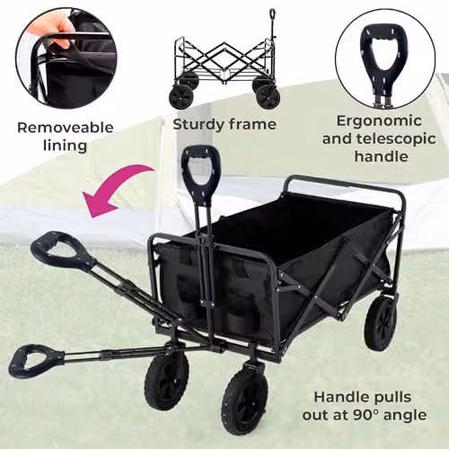 Neo Heavy Duty Large Capacity Foldable Collapsible Garden Trolley Cart, Black, W/D/H: 88.0 x 75.0 x 46.0 cm – 6