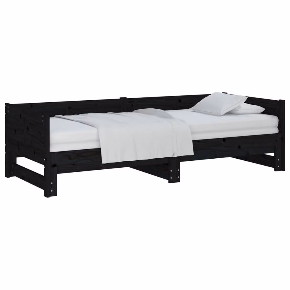Berkfield Home Black Solid Wood Pine Pull-out Day Bed with Drawers, W/D/H: 200 x 90 x 90 cm – 2