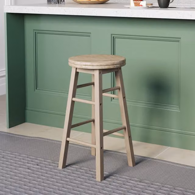 Vida Designs Brown Wooden Revolving Bar Stool