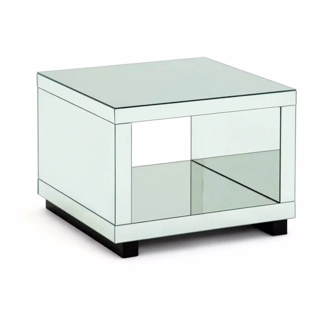 Cheap Furniture Warehouse Sylvie Square Mirrored Coffee Table in Silver with Glossy Glass Top W/D/H: 60 x 60 x 45 cm