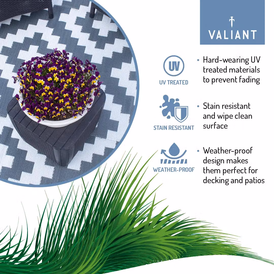 Valiant Geometric Grey Waterproof Outdoor and Indoor Garden Rug, W/D: 180 x 120 cm – 3