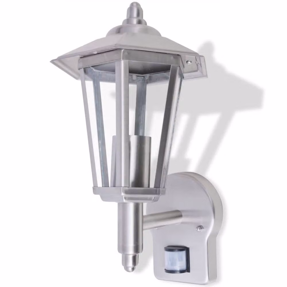 Berkfield Home Outdoor Uplight Wall Lantern with Motion Sensor in Silver Stainless Steel – 2