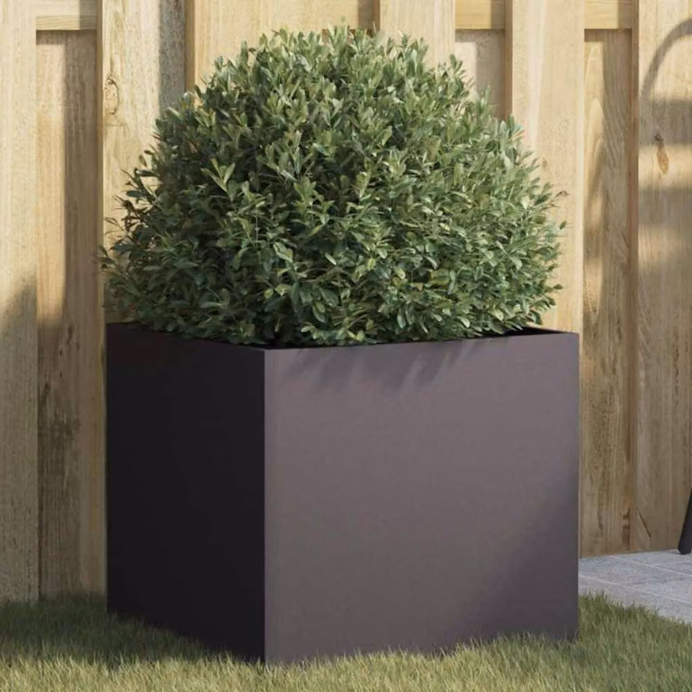 Berkfield Home Steel Planter Tub, Black, W: 42 cm, D: 40 cm, H: 39 cm – 2
