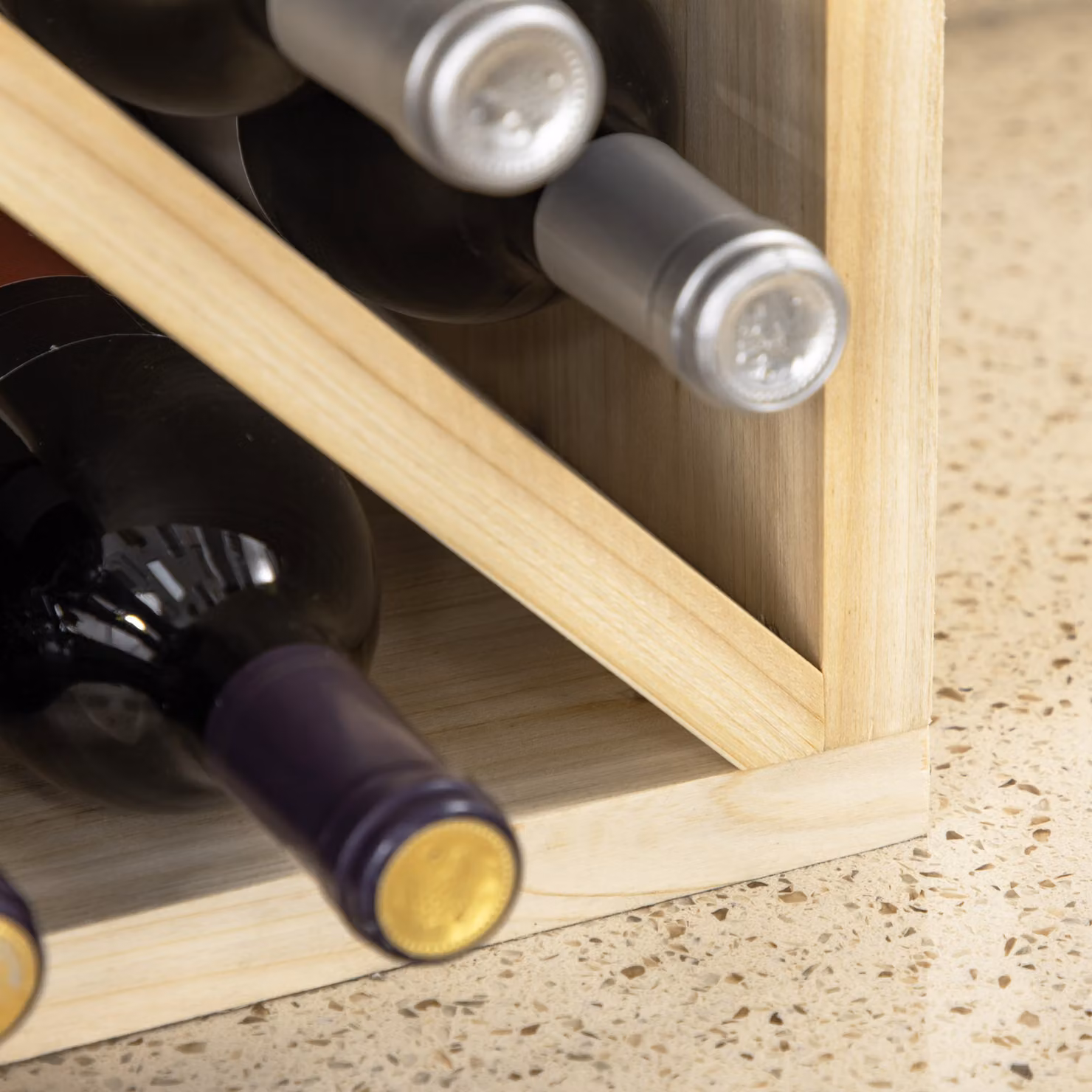 HOMCOM Set of 2 X-Shaped Wooden Wine Racks in Brown, Natural Pine Tabletop Storage Holders for 24 Bottles – 5