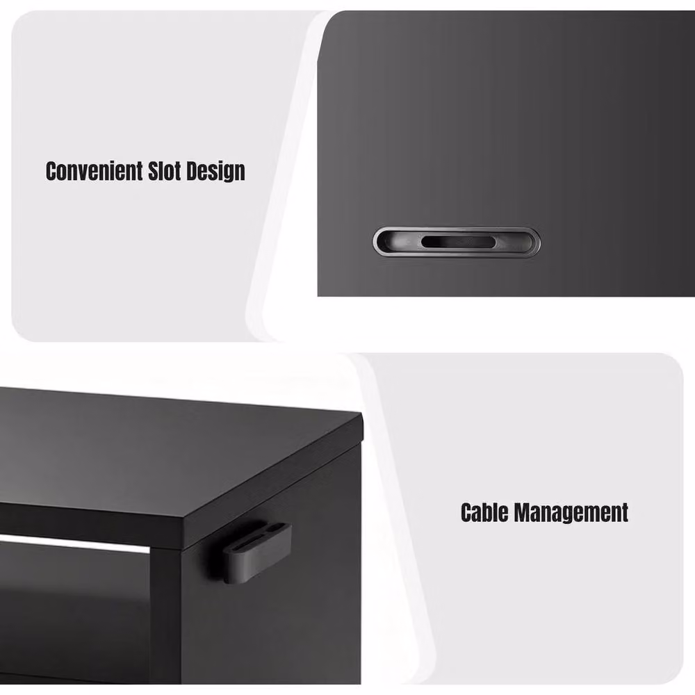 KORVIXA Black Matt Computer Desktop Monitor and Laptop Stand, W/D/H: 100 x 100 x 14 cm – 5
