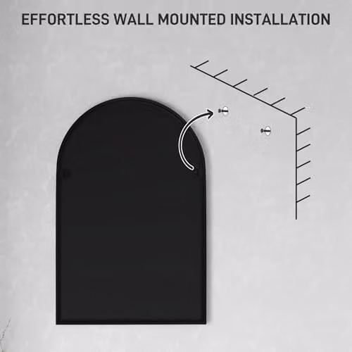 HOMCOM Modern Round Wall Mirror with Metal Frame, Black, W: 60 cm, H: 90 cm – 2