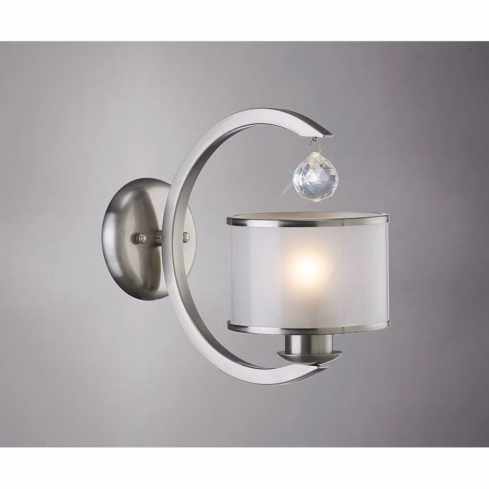 Netlighting Lincoln Wall Lamp with Crystal and Glass in Grey and Silver with E27 Socket – 2