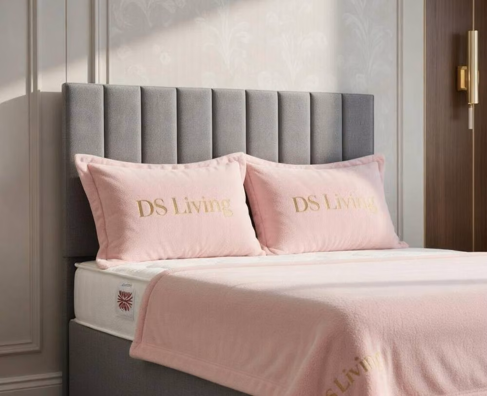 DS Living Aria Silver Velvet Upholstered Ottoman Bed, W/D/H: 180 x 200 x 150 cm – 2