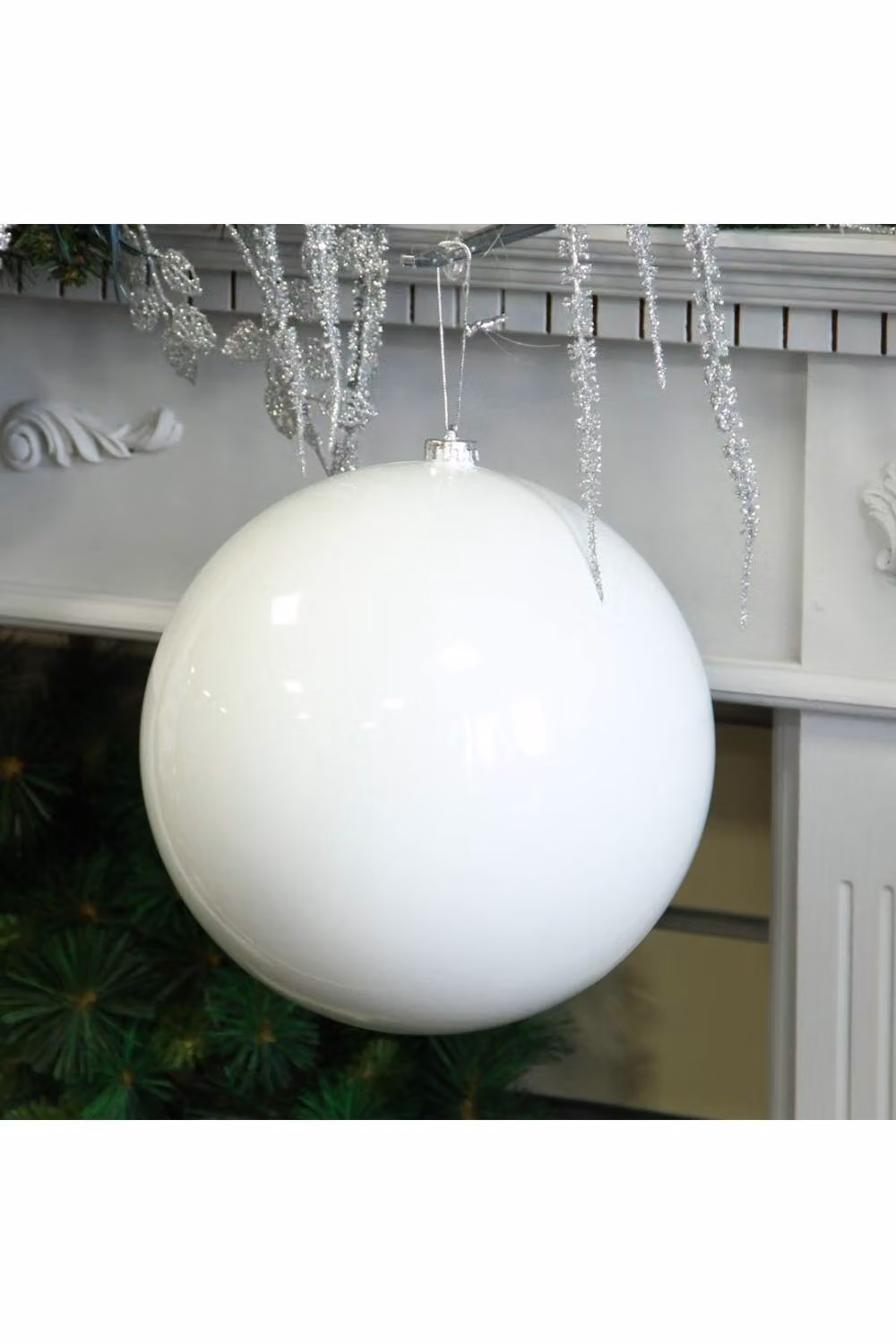 KDMD White Shiny Shatterproof Round Christmas Bauble, Diameter: 25 cm – 2