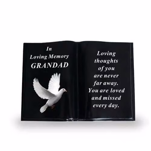 David Fischhoff Black and White Memorial Grave Dove Book Ornament for Grandad – 1