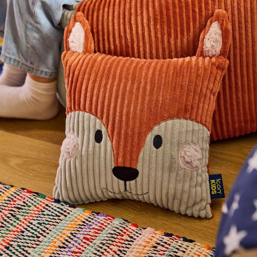 ICON Kids Animal Classic Bean Bag and Cushion Bundle in Terracotta Jumbo Cord – 3
