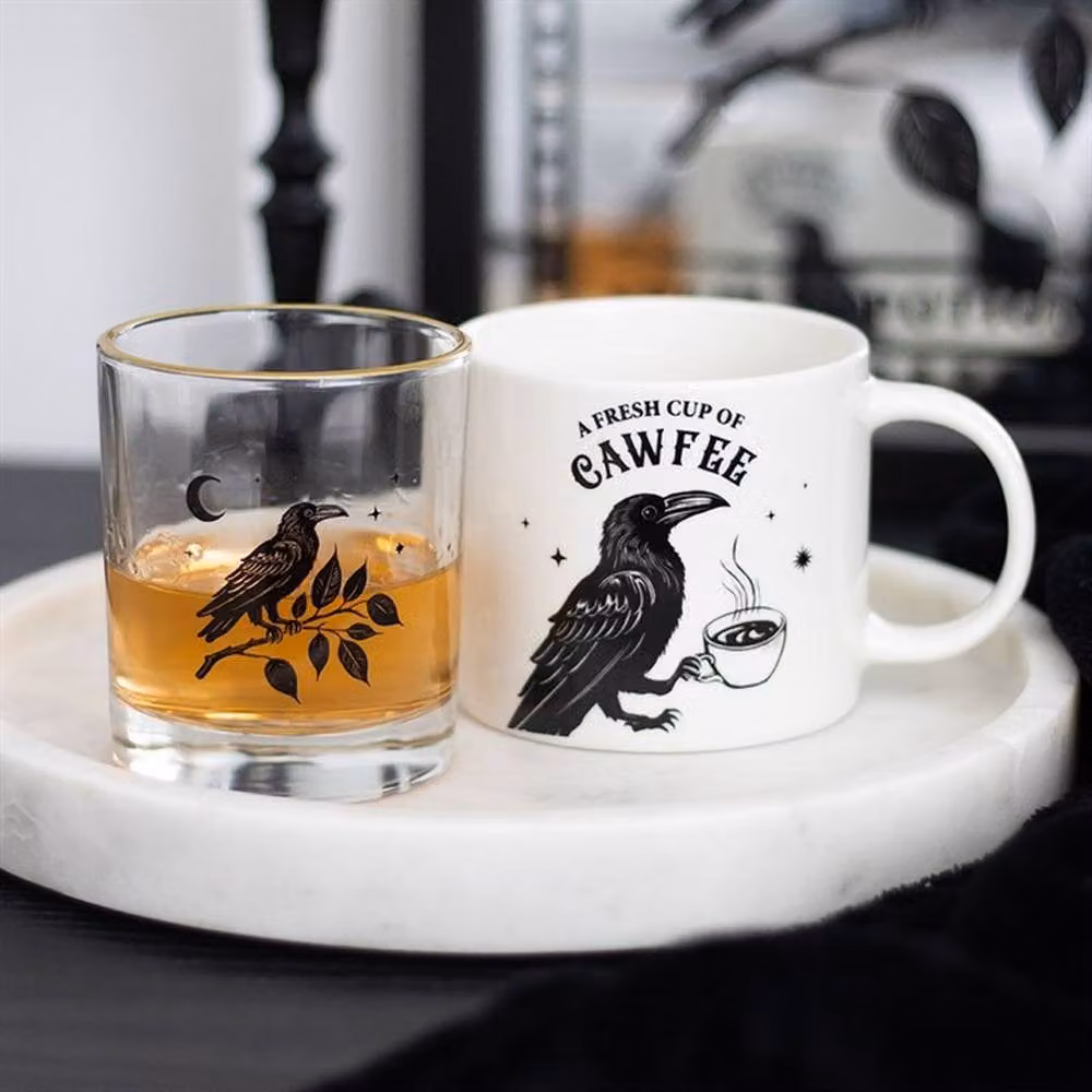 Uniqueful Raven Ceramic Mug in White, 550ml – 2