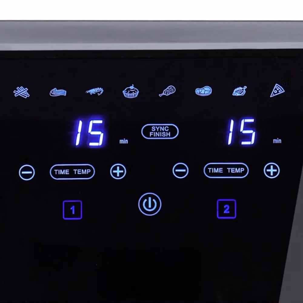 Living and Home 9L Dual Basket Air Fryer with Touch Screen and 8 Programs in Silver and Black – 3