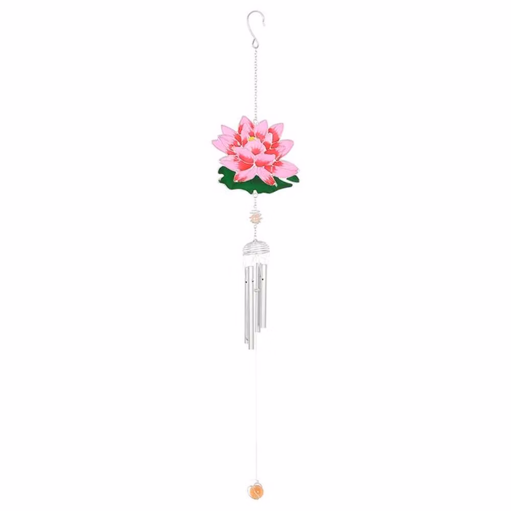 Uniqueful Water Lily Windchime in Pink and Multicolour Metal Floral Design – 2