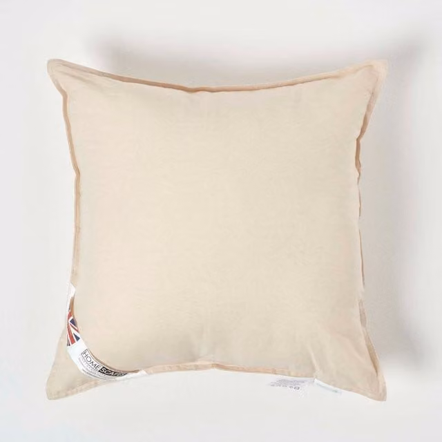 Homescapes Organic Cotton Square Cushion Pad Insert in Beige and Yellow, W/D/H: 40 x 40 x 40 cm
