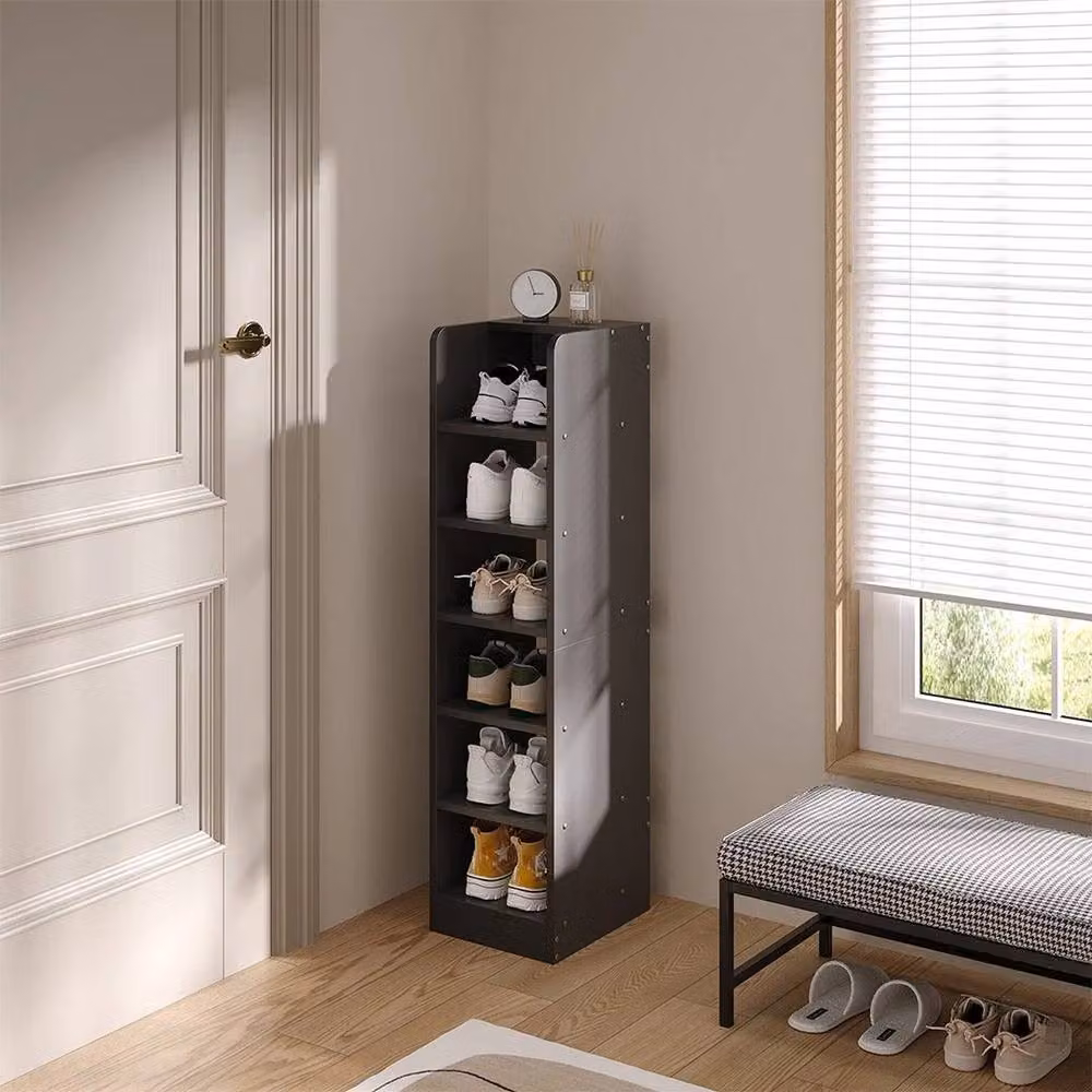 PAWNORA 6 Tier Wooden Shoe Storage Cabinet in Grey, W/D/H: 42 x 26 x 88 cm – 5