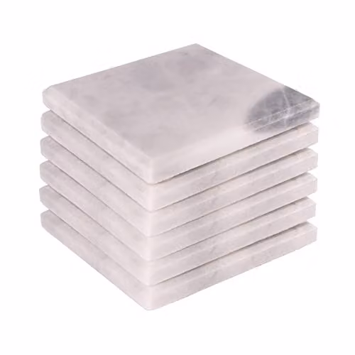 Argon Tableware White Marble Square Coasters, Pack of 6, Diameter: 10 cm