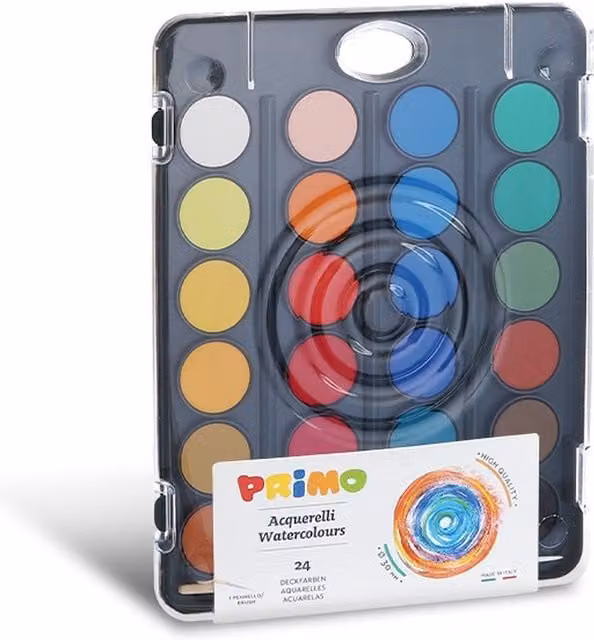Morocolor 24 Watercolour Tablets in Yellow, White and Multicolour