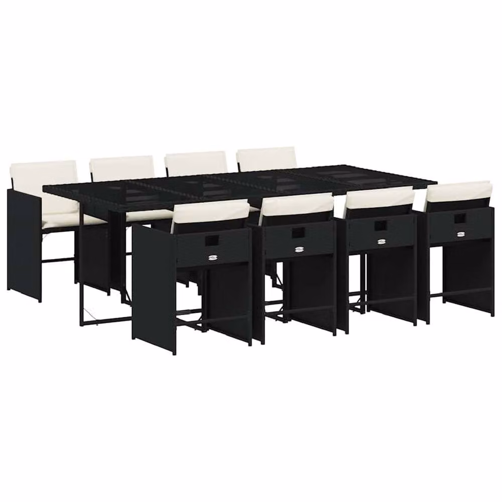 Berkfield Home Garden 8-Seater Dining Set in Black PE Rattan with Glass Top – 2