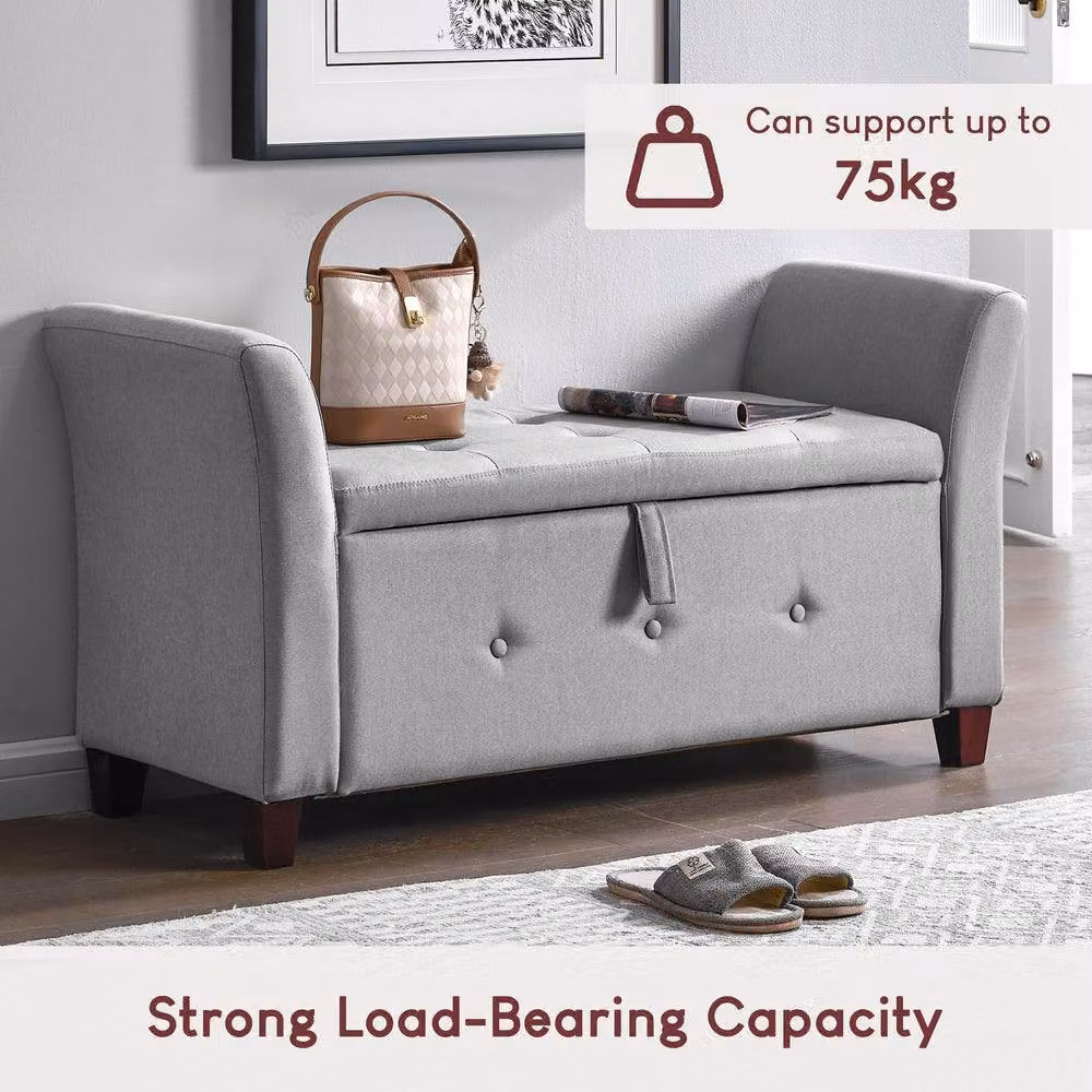 HD Designs Vida Designs Seville Upholstered Storage Ottoman in Light Grey – 3