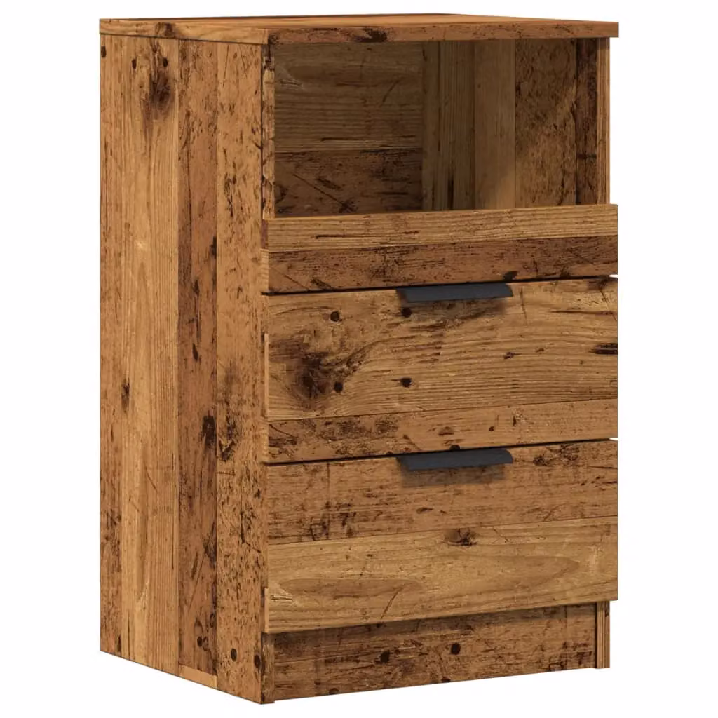 Berkfield Home Set of 2 Bedside Cabinets in Old Wood Brown, W/D/H: 40 x 36 x 65 cm – 2