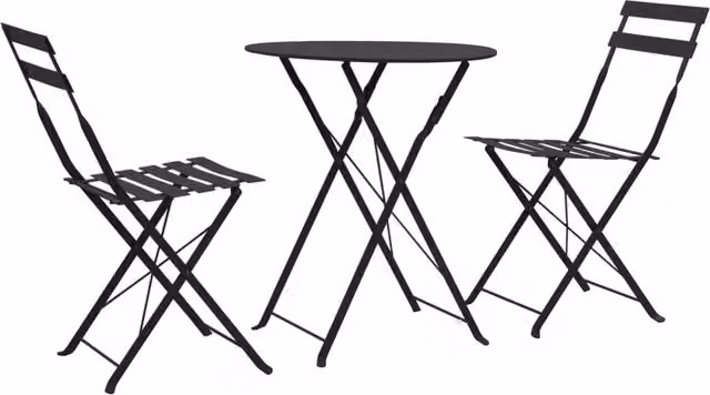 Berkfield Home 3 Piece Steel Bistro Set in Black